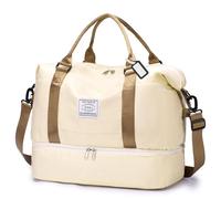 BAGZY easyJet Cabin Bag 45x36x20 Travel Bags for Women 32L Weekend Bag with Shoe Compartment Waterproof Carry on Holdall Underseat Cabin Bags for Overnight Flight Hospital Sport Gym Men Beige