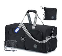 BAGZY Foldable Travel Duffle Bags for Men Women 60L, Large Holdall Weekend Overnight Bag Waterproof Holdall Foldable Duffel Bag with Shoe Compartment & Shoulder Strap for Moving Camping, Oxford