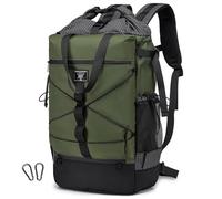 BAGZY Rolltop Backpack for British Airways 40x30x15cm 17 Inch Waterproof Laptop Backpack with Laptop Compartment Lightweight Roll Top Design Travel Backpack for Men and Women School, Business, Green