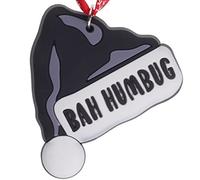Bah Humbug Black Santa Hat Fun Hanging Christmas Tree Decoration Silicone Ornament Novelty Bauble - Stocking Filler - Secret Santa - Colourful Multicoloured - Small Gift - Funny