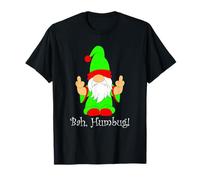 Bah Humbug, Funny Grumpy Christmas Scrooge Gnome Unisex Adult T-Shirt, Black, Small, Short Sleeve