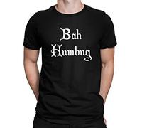 Bah Humbug Scrooge Grumpy Anti Christmas Slogan Mens T-Shirt Black (L)