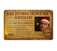 Bah Humbug! Scrooge Licence - Funny Novelty Christmas Card Inspired by Dickens’ A Christmas Carol - Victorian Style Scrooge ID Card Gift for Men, Women and Office Secret Santa or Stocking Filler