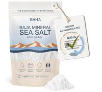 BAHA - Baja Gold Mineral Sea Salt, 1 Lb. Bag - Original Fine Grain, Premium Natural Crystals, Low Sodium, Kosher, For Cooking, Finishing, and Hydration, Sourced from Sea of Cortez. FIne Grain.