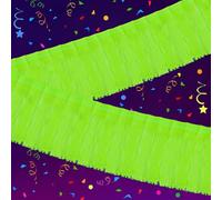 BAHABY Glow in The Dark Party Supplies 2 Pack 1.0x9.8 Feet Neon Party Decorations Neon Foil Fringe Backdrop Curtains Tinsel Streamers Backdrop Glow in The Dark Stars- Green