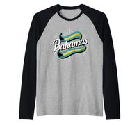 Bahamas Flag Caribbean Island Travel Vacation Raglan Baseball Tee