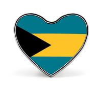 Bahamas Flag Heart Brooch Cute Badge Lapel Pins