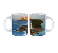 Bahamas Lighthouse Caribbean White Coffee Mugs Gloss Ceramic Cappuccino Cups with Handle