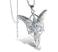 bahamut 925 Sterling Silver Arwen Evenstar Pendant Necklace for Women, Princess of the Elves Wedding Jewelry (Silver)