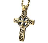 bahamut Celtic Knot Triquetra Cross Pendant Necklace for Men Woman,Vintage Norse Viking irish Trinity Protection Amulet Jewelry Gifts, L, Stainless Steel, No Gemstone