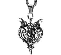 bahamut Mens Viking Fenrir Wolf Valknut Jormungandr Odin Raven Yggdrasill Pendant Necklace Stainless Steel, Norse Amulet Jewelry Gifts, L, Stainless Steel, No Gemstone