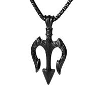 bahamut Neptune Poseidon Trident Weapon Protection Necklace for Men,Greece Amulet Gold Pendant Stainless Steel Chain Jewelry, 1.57x2.4x25inch, Stainless Steel, No Gemstone