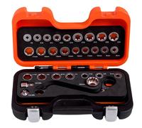 Bahco 1320SRM/S29 S Type Ratcheting Ring Spanner & Torx / Hex Adaptor Set