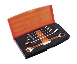 Bahco 1RM/S5 Ratcheting Crowfoot Wrench Set 5-Piece 8-19mm in Case