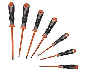 Bahco 202.032 Tekno+ VDE Insulated Safety Screwdriver Set, 7 Pieces
