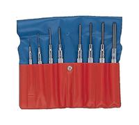 Bahco 3659/8T Pin Punches Set in Plastic Wallet, Silver/Blue/Red, Set of 8 Piece