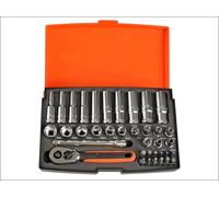 Bahco 37 Piece 1/4in Drive Standard & Deep Socket Set with Bit Set SL25L