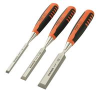 Bahco 424P-S3-EUR 3 Piece Bevel Edge Split Proof Wood Chisel Set 12, 18 & 25mm