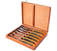 Bahco 424P-S6-EUR 424P-S6 Bevel Edge Chisel Set in Wooden Box, 6 Piece