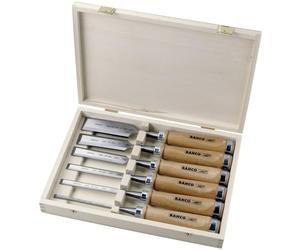 Bahco 425-083 BH425-083 Chisel in Wooden Box, Silver/Brown, 6/10/12/18/25/32 mm, Set of 6 Pieces
