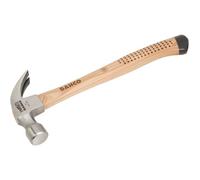 Bahco 42720 Claw Hammer Hickory Handle 20OZ, Silver/Brown | 20oz claw hammer with genuine hickory handle, anti-slip grip, octagonal neck and bright polished round head for trade use.