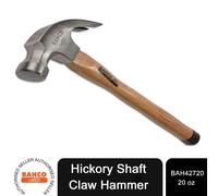 Bahco 42720 Hickory Shaft Claw Hammer with Octagonal Neck & Round Head, 20oz