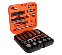 Bahco 51 Piece 3/8" Standard & Deep Socket Set With 1/4" Bit Set. S51MC3H