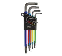 Bahco Hexagon Allen Key Set C1997LM/9P - 9-Piece Metric Long Ball End, Colour-Coded 1.5-10mm