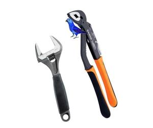 Bahco 9031 Adjustable Spanner Wrench 8in & 8224 Slip Joint Plier 250mm TWIN Pack