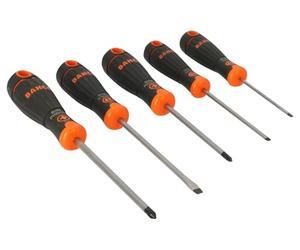Bahco B219.005 BAHCOFIT Screwdriver Set 5 Piece | Workshop Ready | Pro Grip | Popular screwdriver sizes included | Chrome plated alloy steel blades | Comfortable grips | Workshop ready