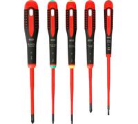 Bahco BE-9871SL ERGO 5 Piece VDE Insulated Slim Screwdriver Set Slot Phillips TX