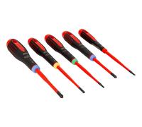 Bahco Screwdriver Set BE-9872SL Ergo 5-Piece VDE Insulated Slimline SL/PZ/TX Red