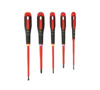 Bahco 9882S BE-9882s Insulated Ergo Slot/Pozi Screwdriver Set (5 Pieces), Multi-Color