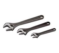 Bahco BHADJUST 3 ADJ3 Set of 3 Adjustable Wrenches (8070/8071 / 8072), Grey, 16 degree head angle