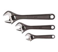 Bahco BHADJUST 3 ADJ3 Set of 3 Adjustable Wrenches (8070/8071 / 8072), Grey, 16 degree head angle