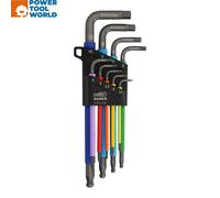 Bahco Hexagon Allen Key Set C1997LM/9P - 9-Piece Metric Long Ball End, Colour-Coded 1.5-10mm