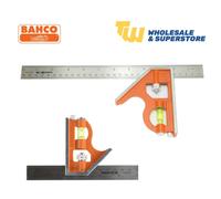 Bahco Combination Set Square Stainless Steel Ruler Packs Level 150mm 300mm 400mm