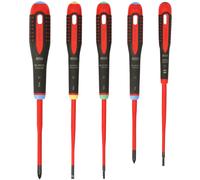 Bahco Screwdriver Set BE-9872SL Ergo 5-Piece VDE Insulated Slimline SL/PZ/TX Red