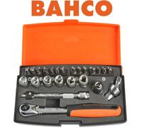 BAHCO Ratchet Socket & Screwdriver Bits Set 24 Piece 1/4" Drive 4mm-10mm SL24