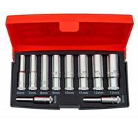 Bahco S0810L 1/4" Drive 10 Piece Deep Long Metric Socket Set 4-13mm