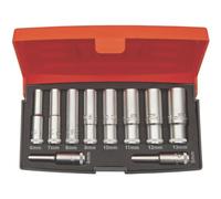 Bahco Deep Socket Set S0810L - 1/4in Drive, 10-Piece Metric