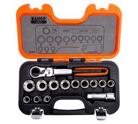 Bahco S140T Pass-Through Socket Set with Flexi Head Ratchet/Extension