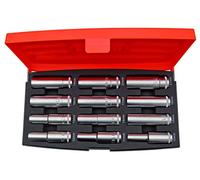 Bahco S1612L 1/2" deep socket set, 12 pcs