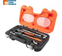 BAHCO 29 Piece 1/4" Drive Ratchet Socket Set 4mm-13mm With Screwdriver Bits S290