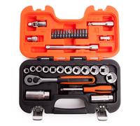 Bahco S330 3/8 Drive Socket Set 34 Piece with 1/4 Screwdriver Bits