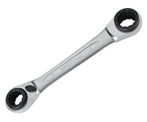 Bahco S4RM-30-36 30-32/34-36 mm Quadruple Ratchet Wrench Set, Silver | Reversible ratchet mechanism for fast fastening | Chrome plated finish | Multi-size design | Workshop use