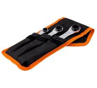 Bahco S4RM/3T Reversible Ratchet Spanner Set of 3 - 12 Spanners in 3 Including Storage Pouch 8-19mm