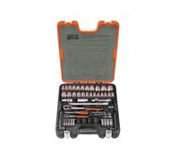 Bahco Metric Imperial Socket Set 1/4 & 1/2in Drive Single Hex 77 Piece S800