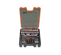 Bahco Metric Imperial Socket Set 1/4 & 1/2in Drive Single Hex 77 Piece S800