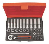 Bahco Sl 25 L 1 / 4 In Deep Drive Socket Set, 37 Piece Secure-Fit Kit With Reliable Torque Transfer And Organised Case For